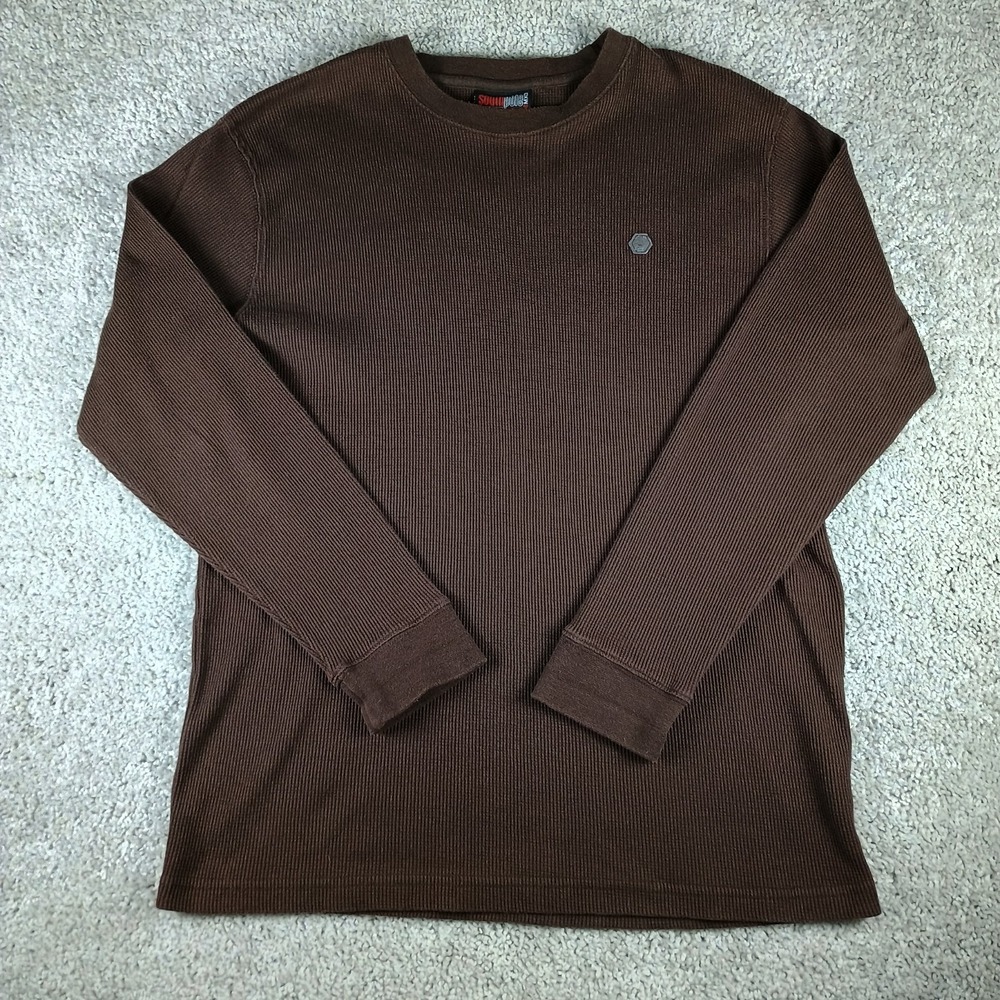 Vtg Southpole Waffle Knit Thermal Shirt Mens L Brown Long Sleeve Y2K Streetwear